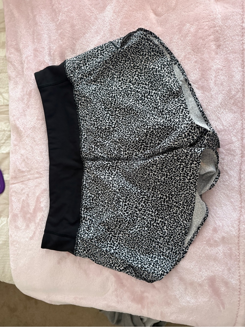 Athleta Black and White Dotted Leopard Athletic Shorts